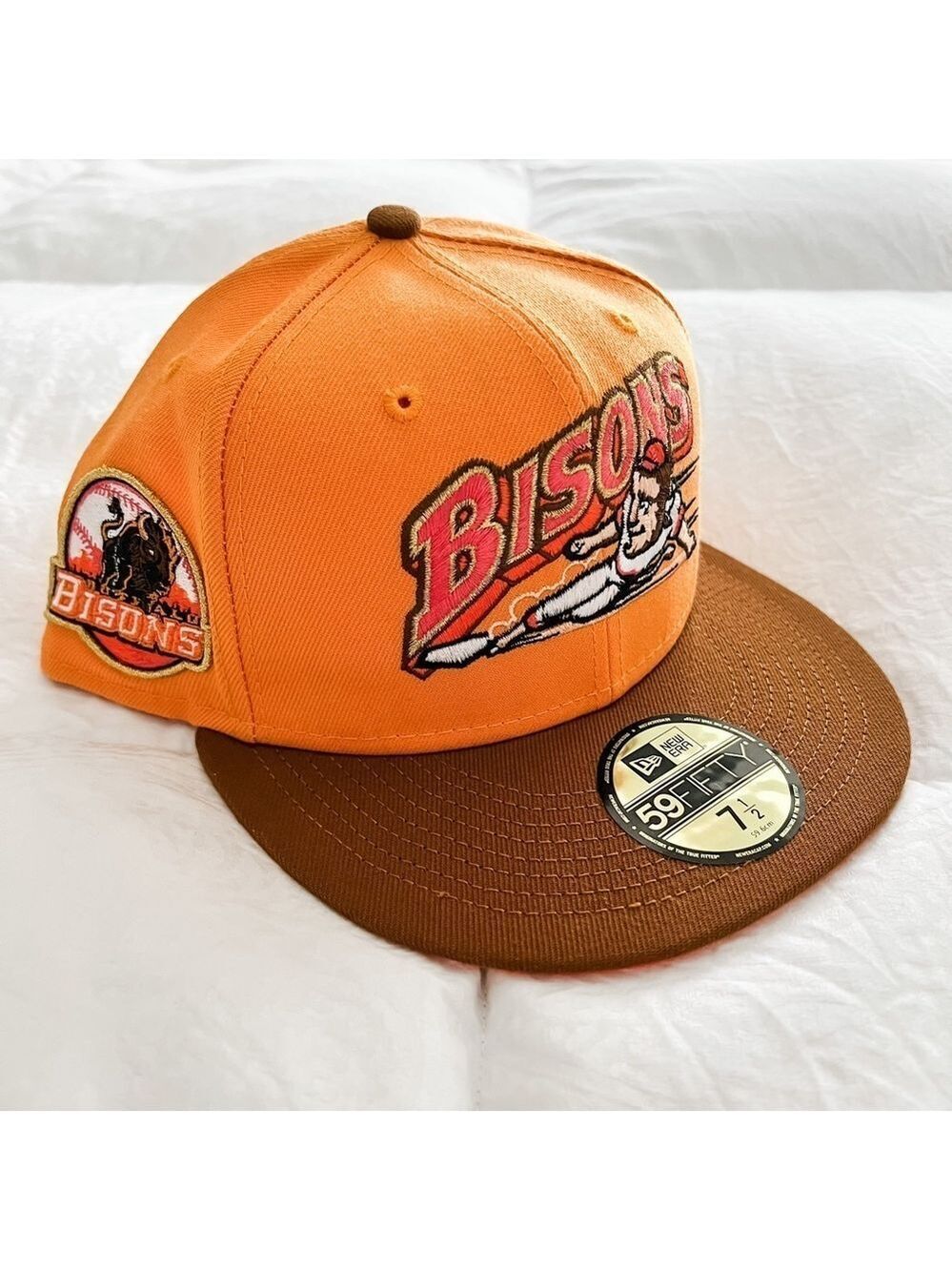 New Era Orange Brown Red Bisons Fitted 7 1/2 New